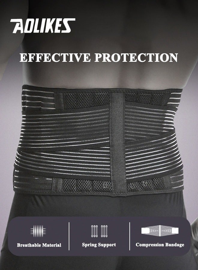 AOLIKES Waist Trimmer with 6-Spring Support, Sports Back Support Belt for Women and Men, Adjustable & Breathable Waist Trainer for Back Pain Relief, Posture Correction and Enhanced Core Stability, Effective Workout & Body Shaping (Black, XL) - Image 3
