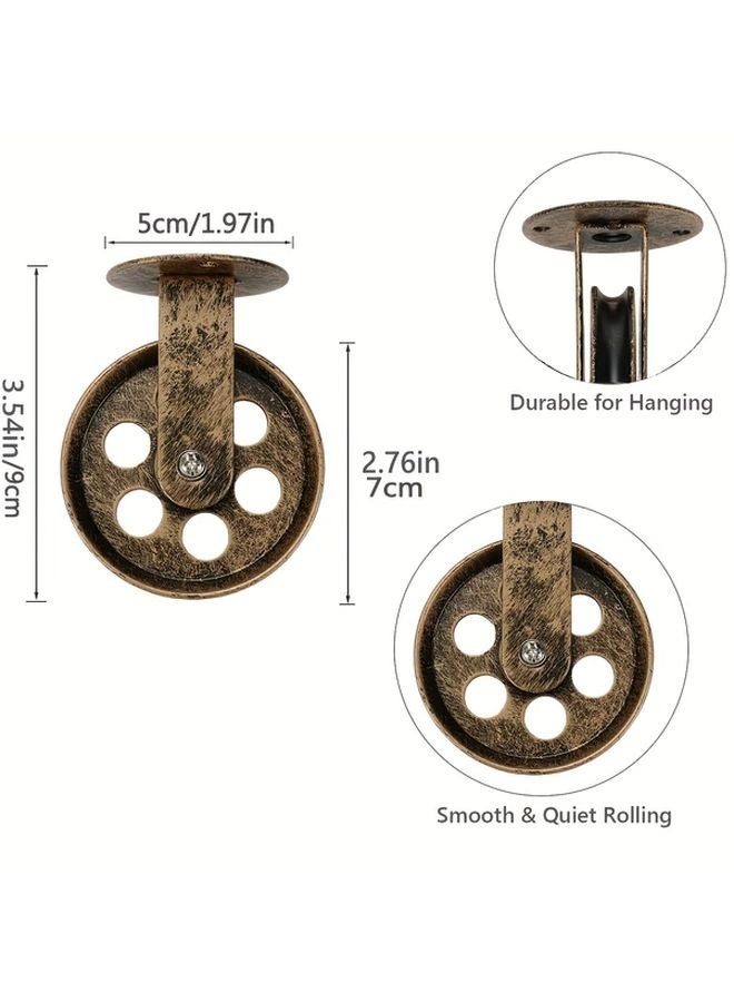 Antique Wall Ceiling Mount Pulley Wheel Rustic Vintage Style Adjustable Holder - Image 4