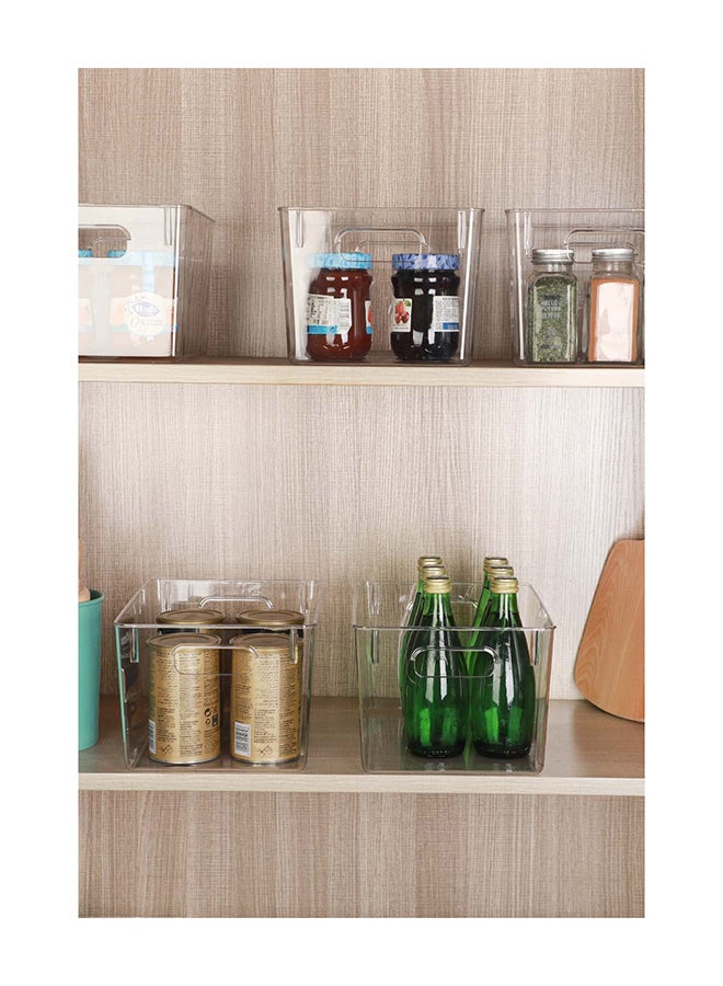 Noon East 2 Pieces Clear Square Storage Bins With Handles – Bpa-Free, Heavy-Duty 10Kg Capacity, Multi-Purpose Organizer For Pantry, Closet, Laundry Room, Kitchen, Bathroom,Under Sink Organization - Image 3