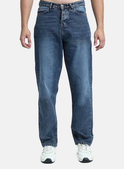 Solid Wide Leg Casual Jeans