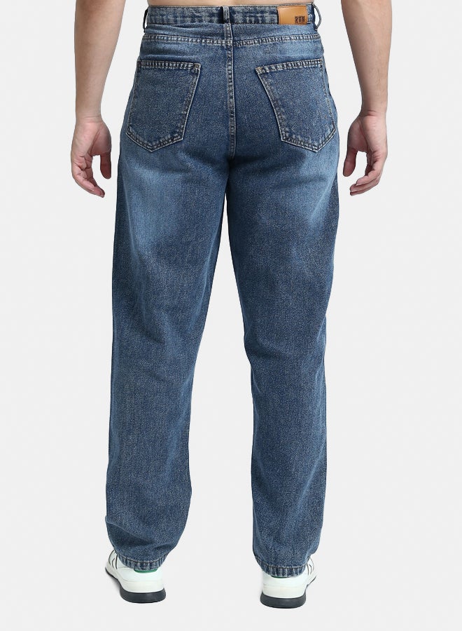 Solid Wide Leg Casual Jeans