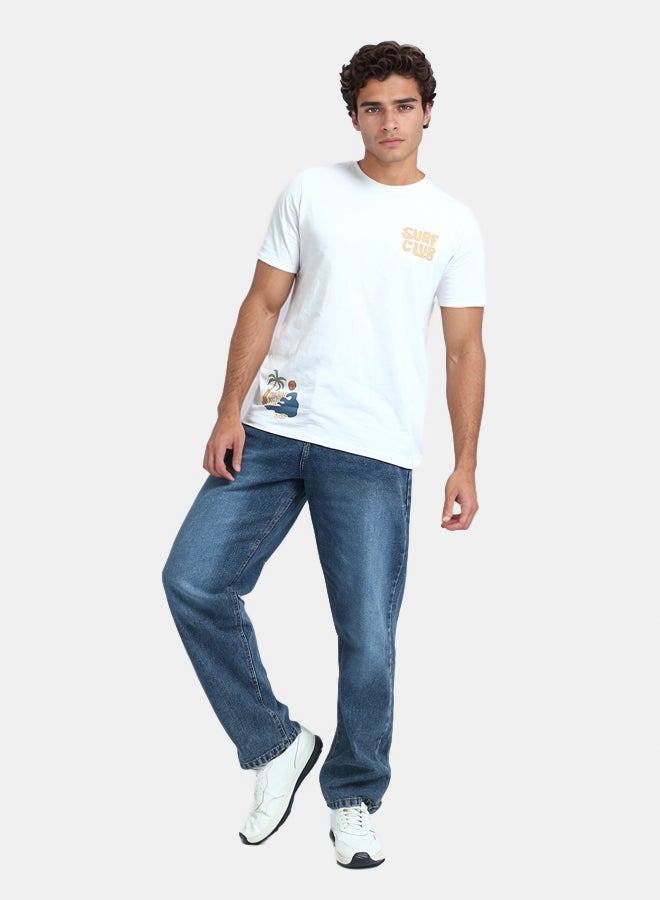 Solid Wide Leg Casual Jeans