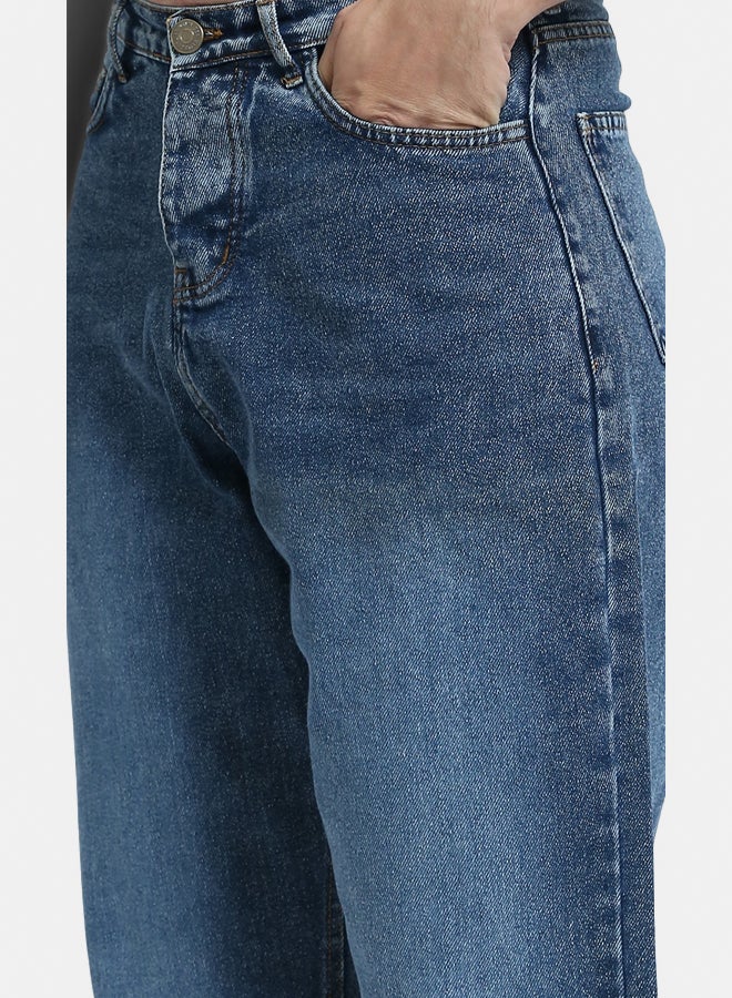 Solid Wide Leg Casual Jeans