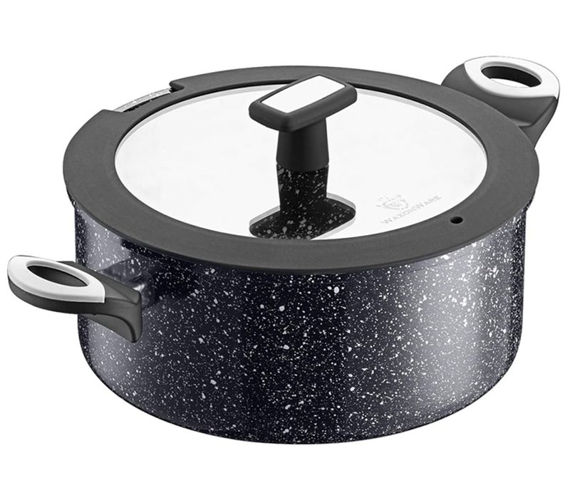 WaxonWare 525 Quart Ceramic Nonstick Stock Pot With Lid  Large Cooking Pot NonToxic PFOA Free Induction Compatible  Stonetec Series