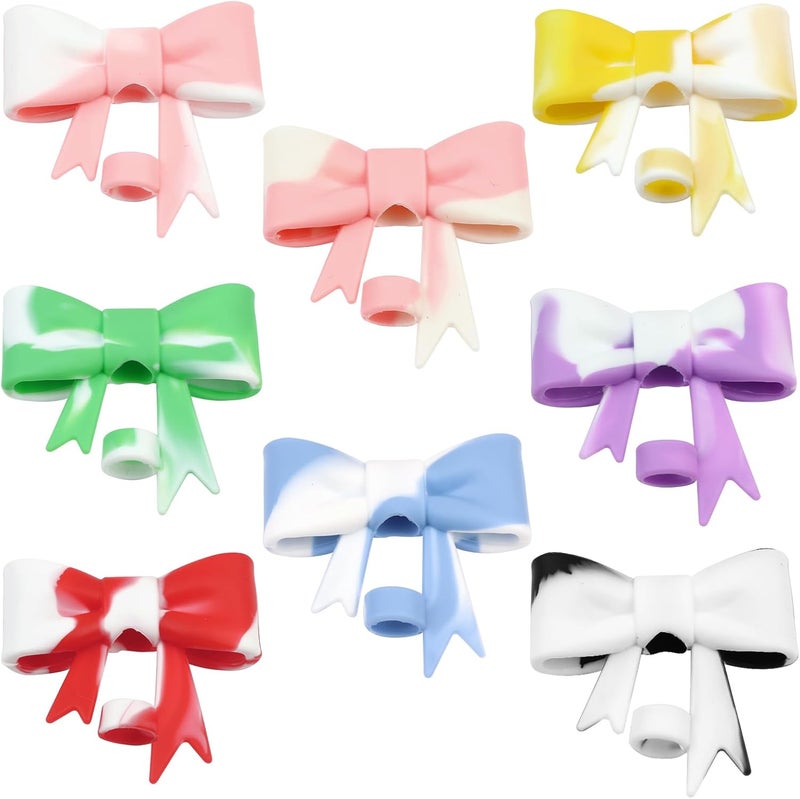 Hpebl 8Pcs Silicone Straw Toppers Covers for Stanley Cups 40/30oz 10mm(0.4in) Dust-Proof Bow Straw Covers Toppers Suitbale for Stanley Cup Accessories Reusable Straws Caps (Colorful-M) - Image 1