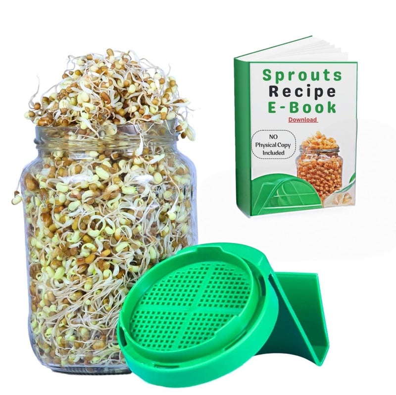 VIKIJO Sprout Maker Multi Use Sprouts Maker jars - 720 ML Glass Mason Jar with Mesh Lid for All Seeds & Beans, Sprouts Making jar with e-book - Image 1