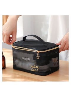 Daigiit Makeup Bag Set Cosmetic Bag Set Makeup and Toiletry Travel Bag Set Make up Bag Set 5PCS，Large Capacity, Mesh Transparent Easy Take&Clean, Multifunction Travel Handbag With Strap to Hang,Black  - Image 2