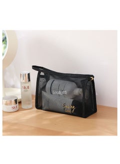 Daigiit Makeup Bag Set Cosmetic Bag Set Makeup and Toiletry Travel Bag Set Make up Bag Set 5PCS，Large Capacity, Mesh Transparent Easy Take&Clean, Multifunction Travel Handbag With Strap to Hang,Black  - Image 3