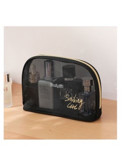 Daigiit Makeup Bag Set Cosmetic Bag Set Makeup and Toiletry Travel Bag Set Make up Bag Set 5PCS，Large Capacity, Mesh Transparent Easy Take&Clean, Multifunction Travel Handbag With Strap to Hang,Black  - Image 4