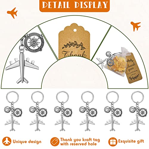 Henoyso 20 Sets Airplane Keychain Party Favor, Including Airplane Compass Keychain with Thank You Tags, Organza Favor Bag for Party - Image 3