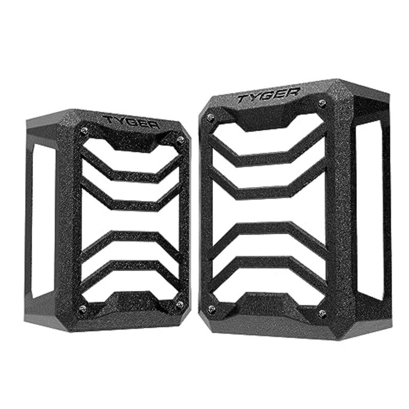 TG-TG7J83338 Tail Light Guards Covers Compatible with 2007-2018 Jeep Wrangler JK Not for JL Textured Black Cast Aluminum Alloy Powder Coated - Image 1