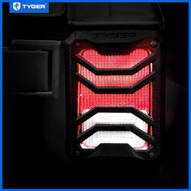 TG-TG7J83338 Tail Light Guards Covers Compatible with 2007-2018 Jeep Wrangler JK Not for JL Textured Black Cast Aluminum Alloy Powder Coated - Image 4