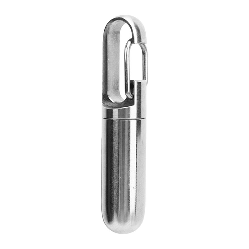 Single Chamber Medicine Case Holder Container Organizer Stainless Steel Small Vial Portable Waterproof for Outdoor - Image 2