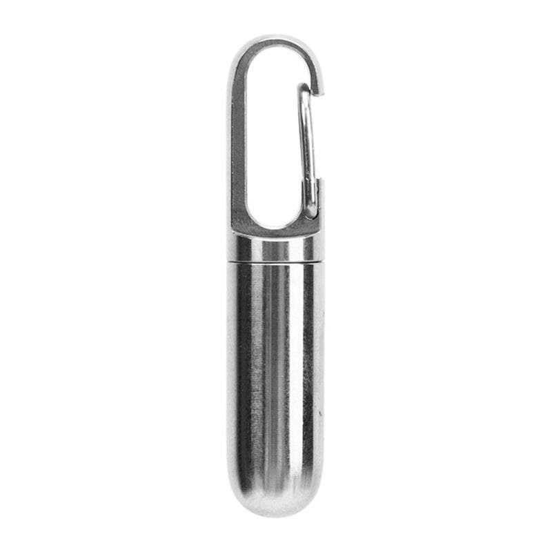 Single Chamber Medicine Case Holder Container Organizer Stainless Steel Small Vial Portable Waterproof for Outdoor - Image 1
