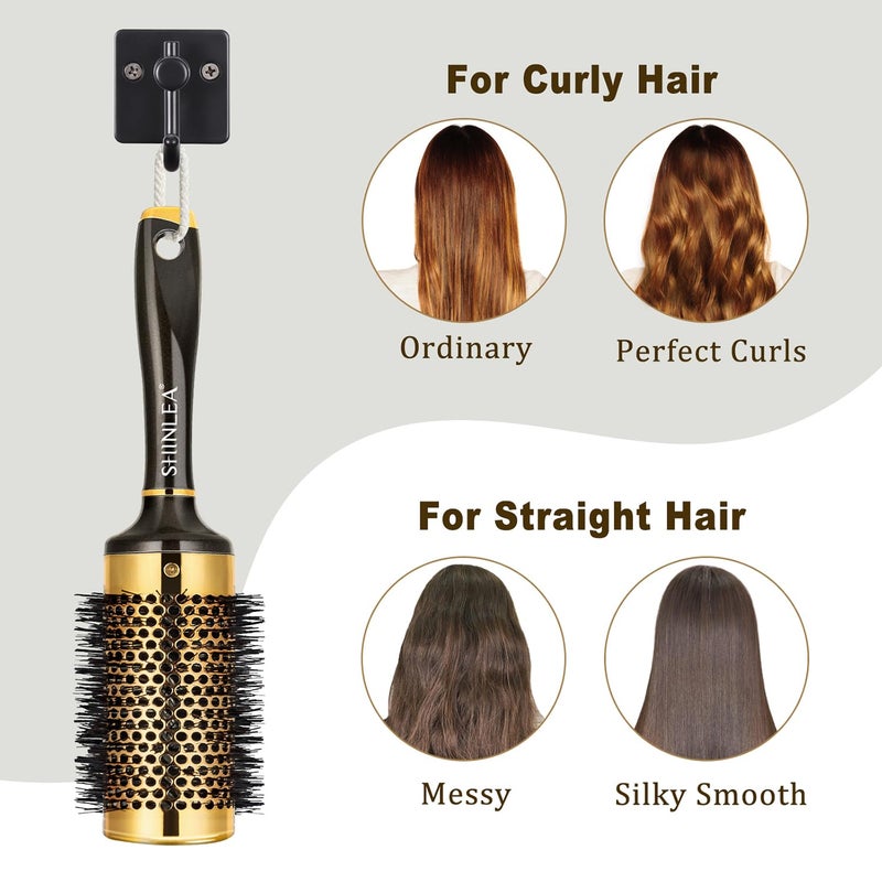 SHINLEA Large Round Brush for Blow Drying, Aluminum Round Hair Brushes for Women, Roller Brush for Blow Drying and Styling, Gold, For Curly and Straight-2 Inch Barrel, 2.95 Inch with Bristles - Image 5