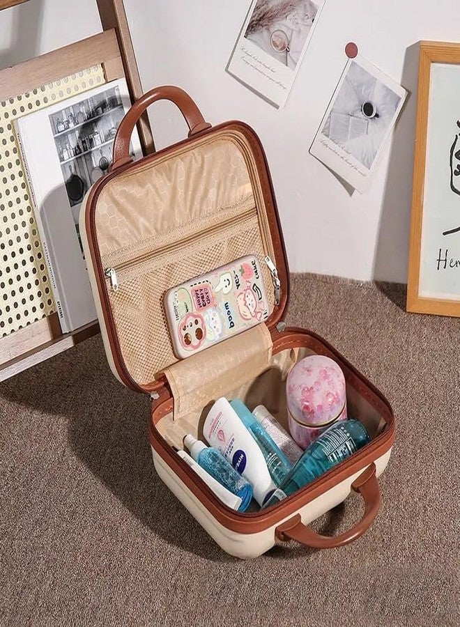 ادسون حقيبة أدسون للسفر لحفظ المكياج، حقيبة مستحضرات تجميل صلبة محمولة مقاومة للماء، حقيبة سفر صغيرة، حقيبة فرش مكياج، منظم أدوات تجميل، حقيبة حمل مكياج محمولة (كريمي) - Image 5