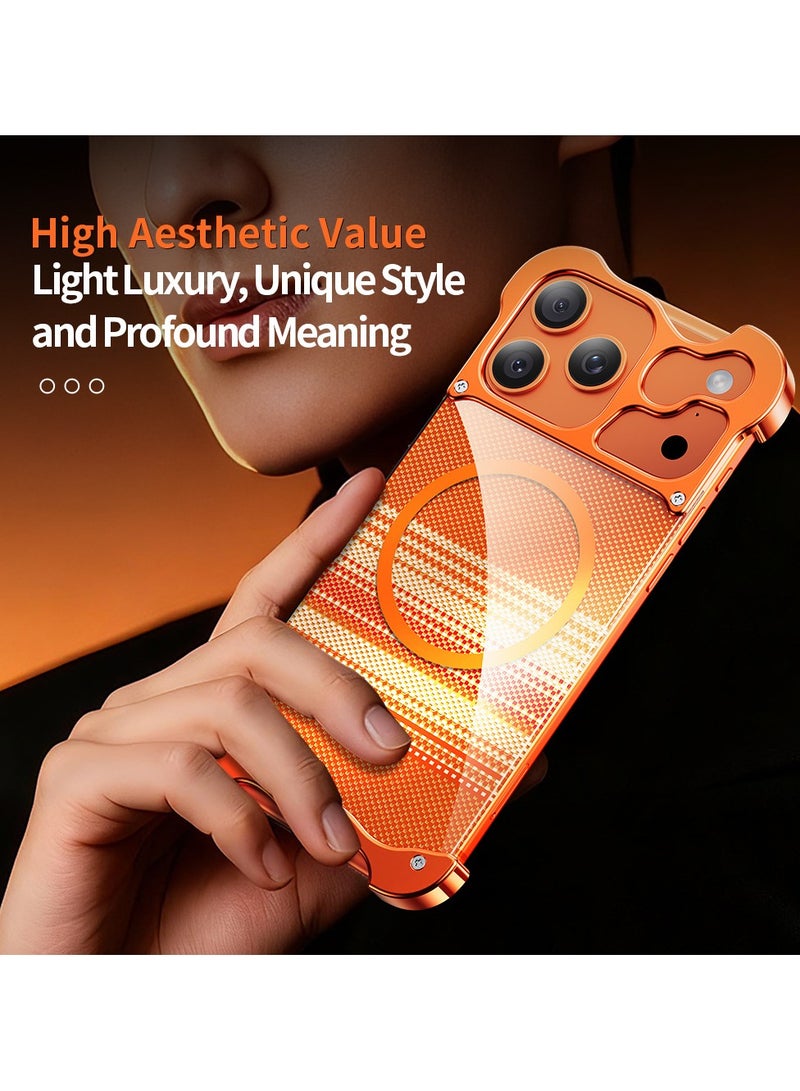 general Compatible with iPhone 17 Pro Max cases, this contoured metal bezel-less gold-plated protective cover features strong magnetic attraction for MagSafe compatibility and drop protection. - Image 2