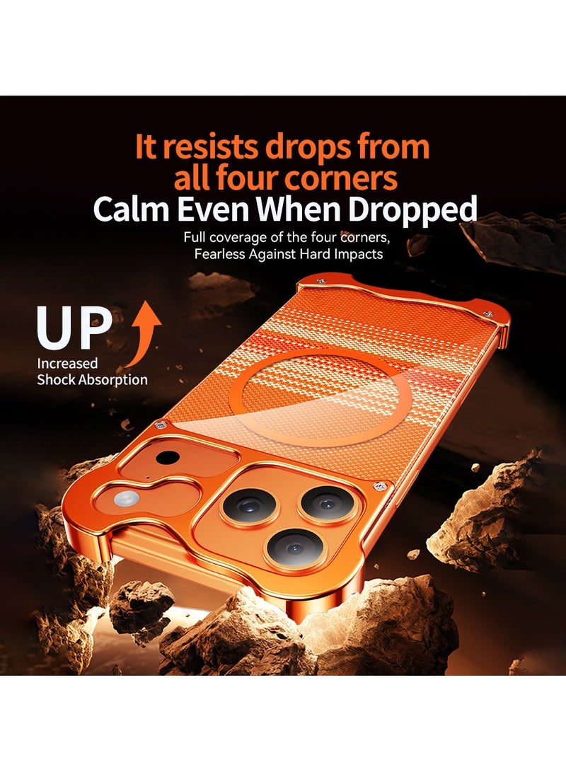 general Compatible with iPhone 17 Pro Max cases, this contoured metal bezel-less gold-plated protective cover features strong magnetic attraction for MagSafe compatibility and drop protection. - Image 3