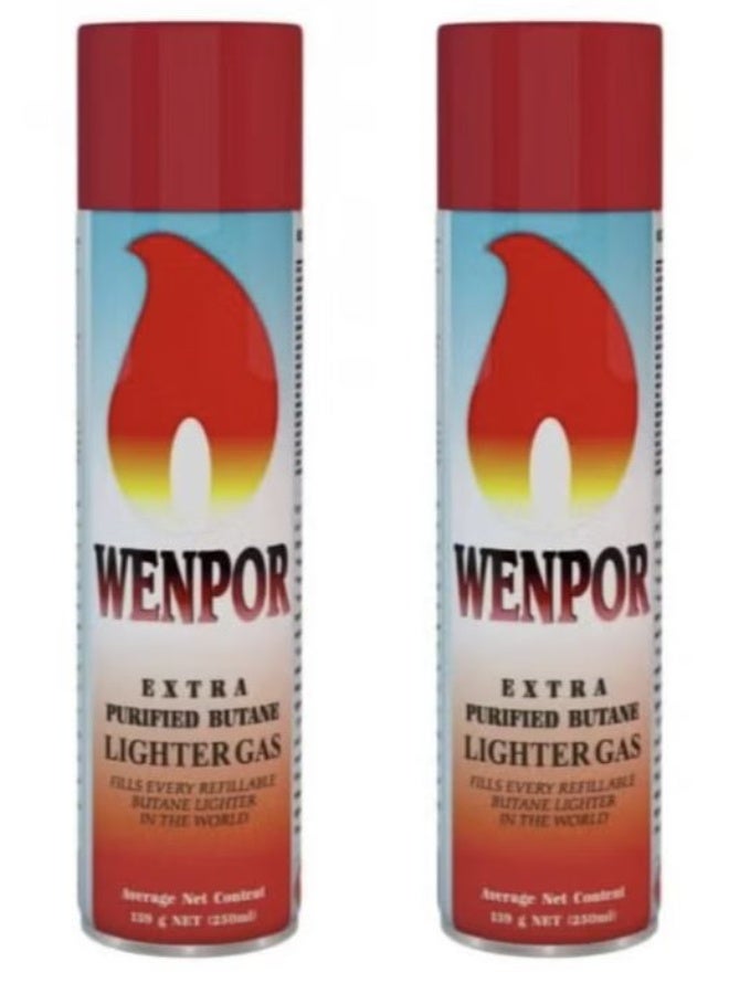 Wenpor Butane Gas Filling Cylinder 250Ml 2pcs - Image 1