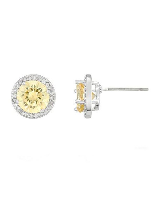 BUCKLEY LONDON - The Carat Collection - Canary Halo Solitaire Earrings - Image 1