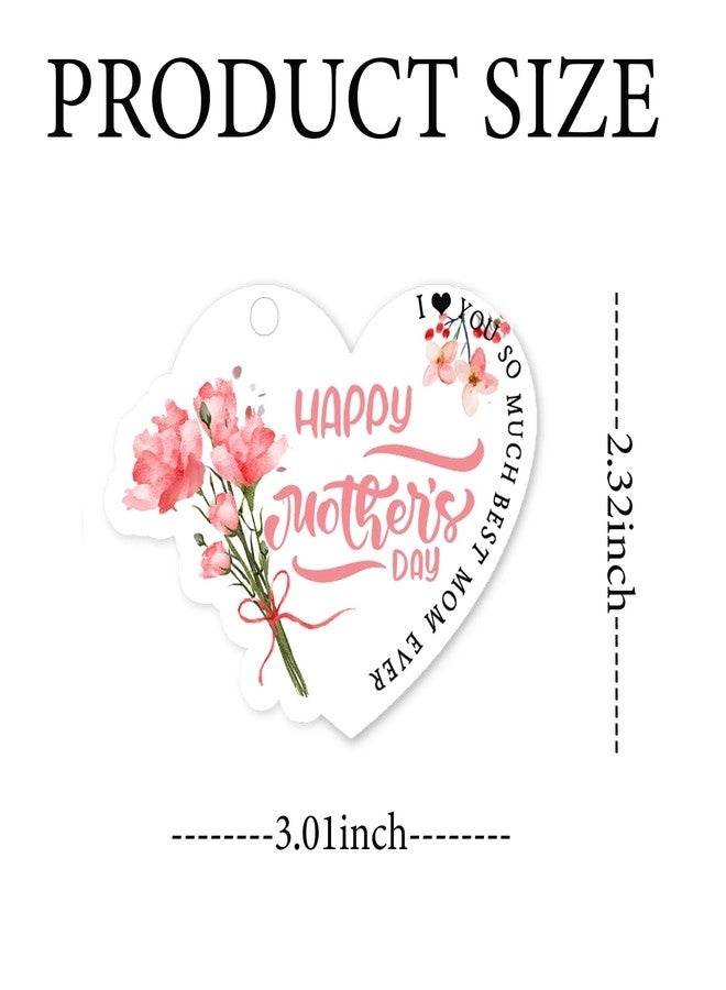 Remarkabel 100 Pcs Happy Mother's Day Heart Tags 2.32x3.01 Inches Happy Mother's Day Hanging Paper Tags with String Floral Mothers Day Labels for Mother's Day Wrap Party Favor Decorations - Image 2