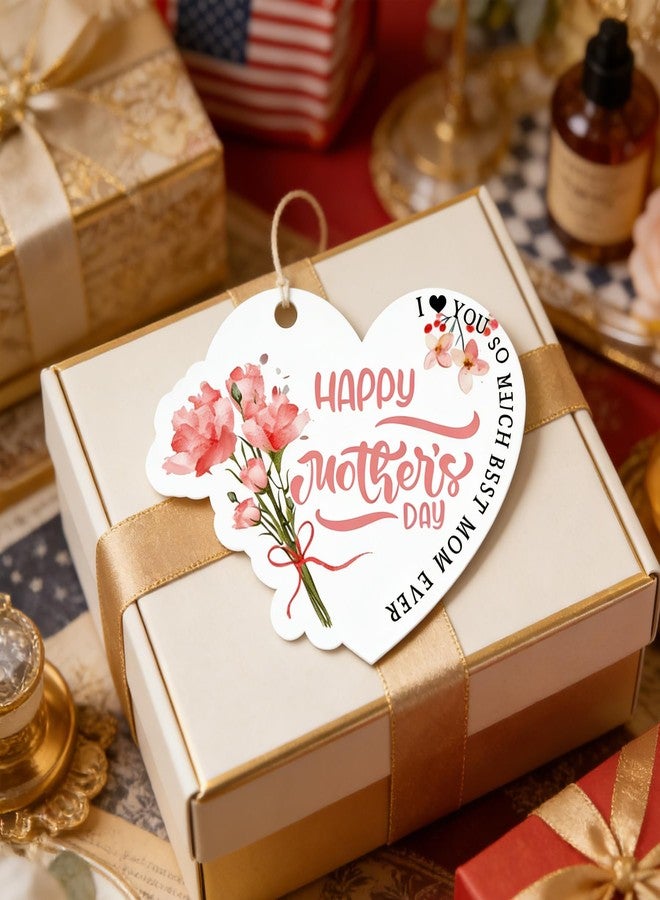 Remarkabel 100 Pcs Happy Mother's Day Heart Tags 2.32x3.01 Inches Happy Mother's Day Hanging Paper Tags with String Floral Mothers Day Labels for Mother's Day Wrap Party Favor Decorations - Image 5