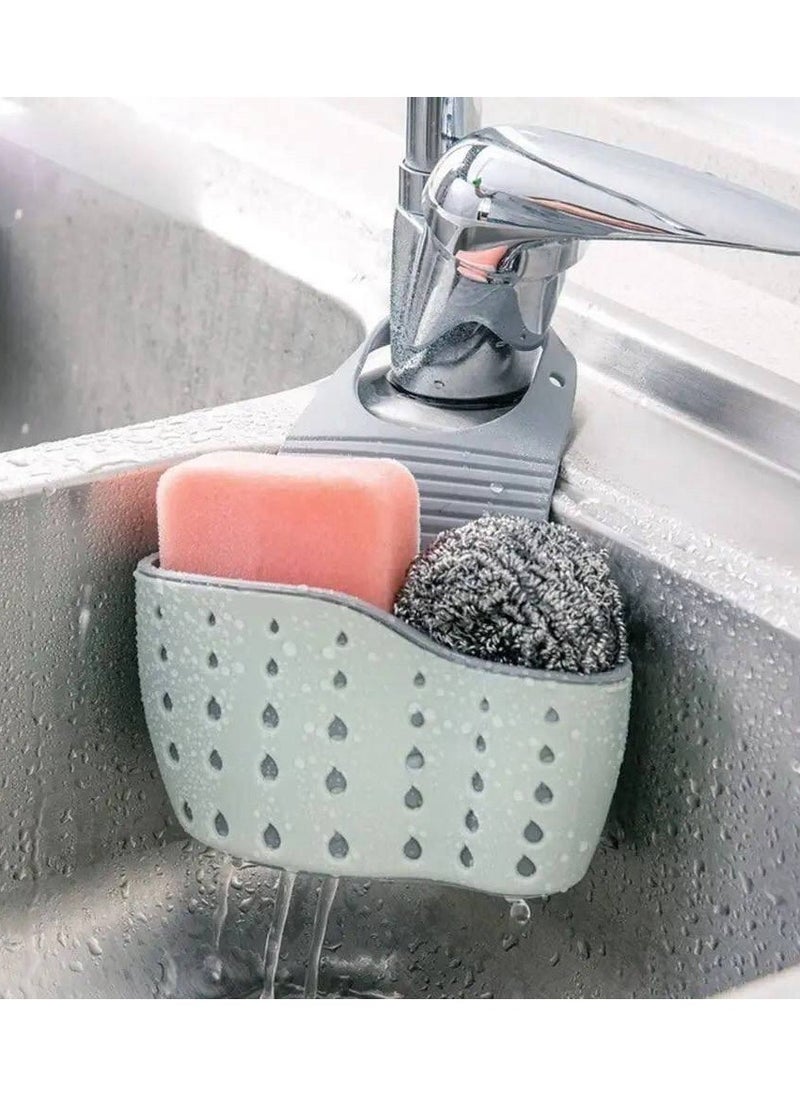 Imported double silicone loofah holder. The silicone holder is made of two layers and is hung on the tap to filter sponges, cleaning tools and brushes.