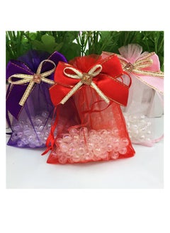 25 PCS Organza Bags, Elegant Organza Gift Bags with Bow-Ties,10x15 cm Sheer Mesh Wedding Favor Gift Pouches, Goody bags with Drawstring, Suitable for Weddings, Parties, Festival, Makeup, Jewellery, Candies Packaging(Red)
