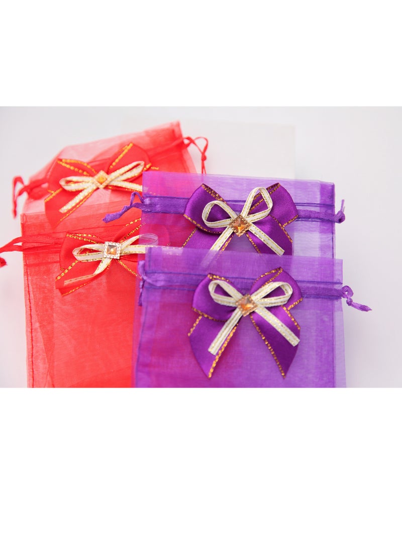 Generic - 25 PCS Organza Bags, Elegant Organza Gift Bags with Bow-Ties,10x15 cm Sheer Mesh Wedding Favor Gift Pouches, Goody bags with Drawstring, Suitable for Weddings, Parties, Festival, Makeup, Jewellery, Candies Packaging(Red) - Image 1