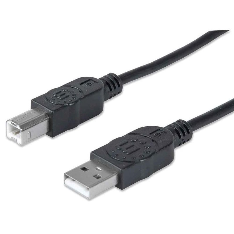 Manhattan 394628 Hi-Speed USB Printer Cable A Male/B Male 3M (10 ft.) - Black