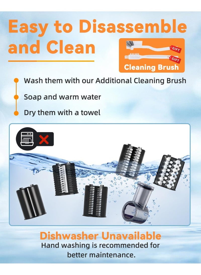 AROAQ Electric Cheese Grater 250W Electric Slicer Shredder One-Touch Control Electric Salad Machine for Cheese Fruits Vegetables Salad Maker with 5 Different Shapes of Blades Upgraded - Image 1