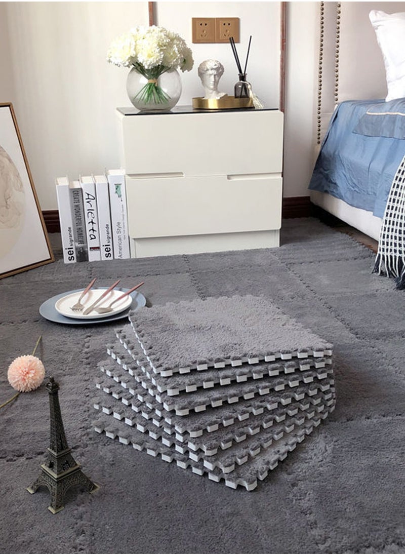 Sharpdo - 10PCS Plush Foam Puzzle Floor Mats Thickened Interlocking Square Fluffy Carpet Tiles Soft Anti-slip Patchwork Puzzle Rugs - Image 1