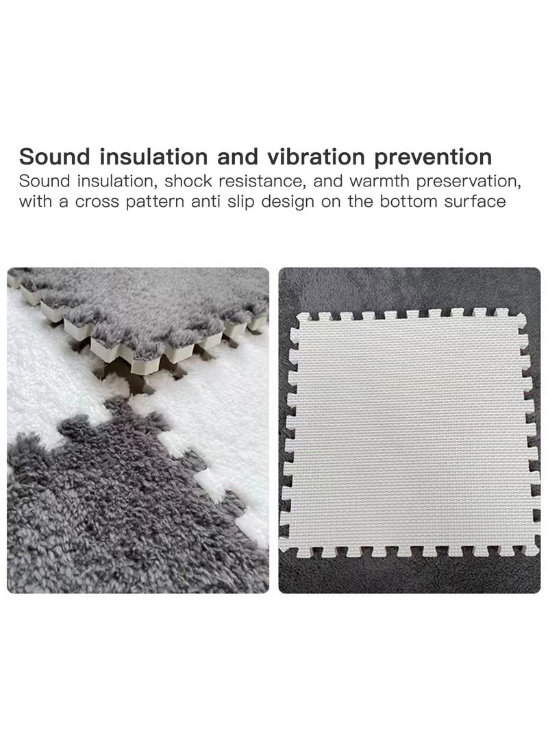 Sharpdo - 10PCS Plush Foam Puzzle Floor Mats Thickened Interlocking Square Fluffy Carpet Tiles Soft Anti-slip Patchwork Puzzle Rugs - Image 1