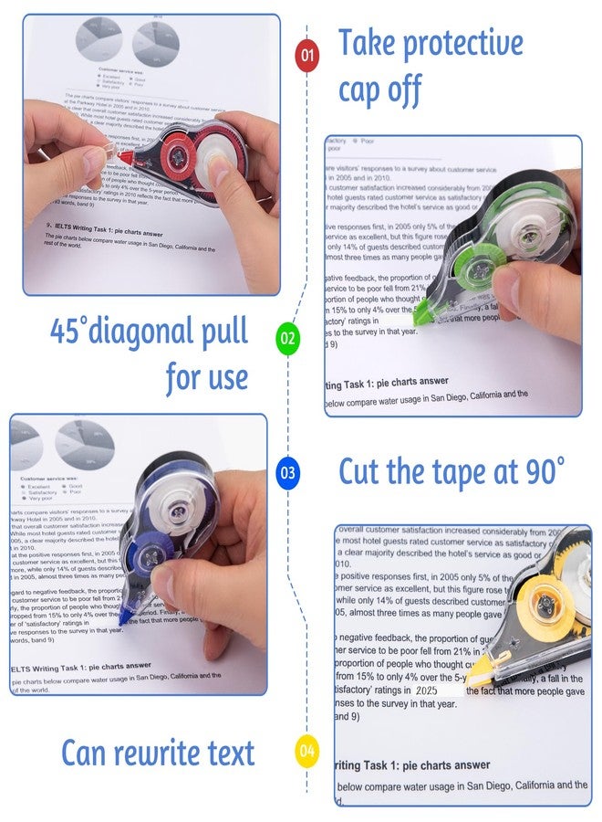 JEFURE 16 Pcs 39.4 Ft Colorful Correction Tape, Tear-Resistant White Correct Bulk, White Mistake Out for Instant Corrections, School, Office, Note Taking - Image 4