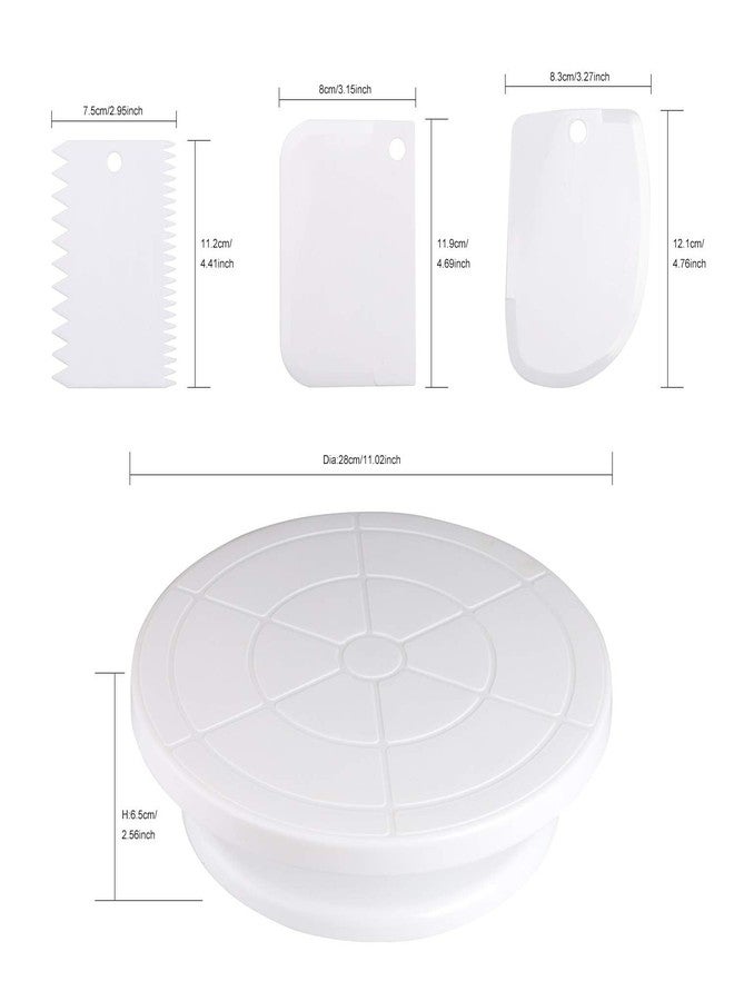 Miecux Cake Decorating Turntable,Cake Decorating Supplies With Decorating Comb/Icing Smoother(3pcs),2 Icing Spatula With Sided & Angled … (White/1pcs) - Image 3
