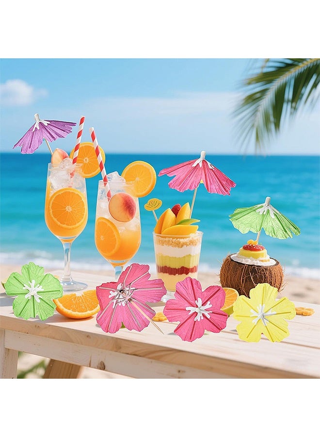 Photon مظلات زينة الكوكتيل، 50 مظلة كوكتيل للمشروبات، مظلة ورقية صغيرة للكوكتيل لديكور حفلات تيكي الاستوائية والشاطئ الهاواي وحمام السباحة وحفلات لواو وما إلى ذلك - Image 4