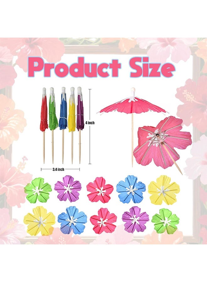 Photon مظلات زينة الكوكتيل، 50 مظلة كوكتيل للمشروبات، مظلة ورقية صغيرة للكوكتيل لديكور حفلات تيكي الاستوائية والشاطئ الهاواي وحمام السباحة وحفلات لواو وما إلى ذلك - Image 2
