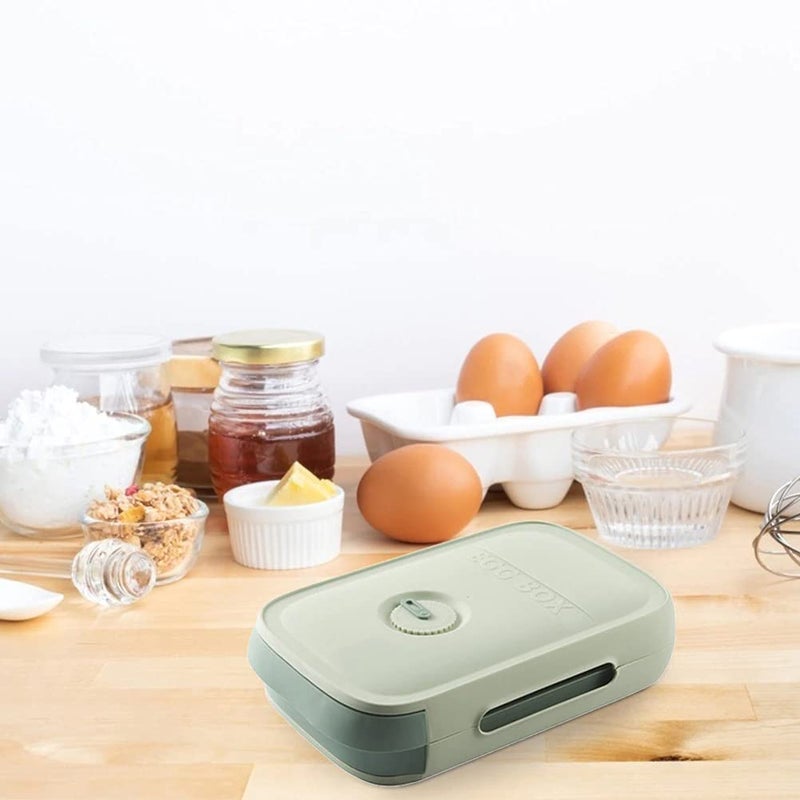 HomeFast Plastic Drawer Type Egg Holder Organizer Box Refrigerator Food Container Eggs Storage Box Automatic Rolling Type Egg Storage Box green Set of 1 - Image 3