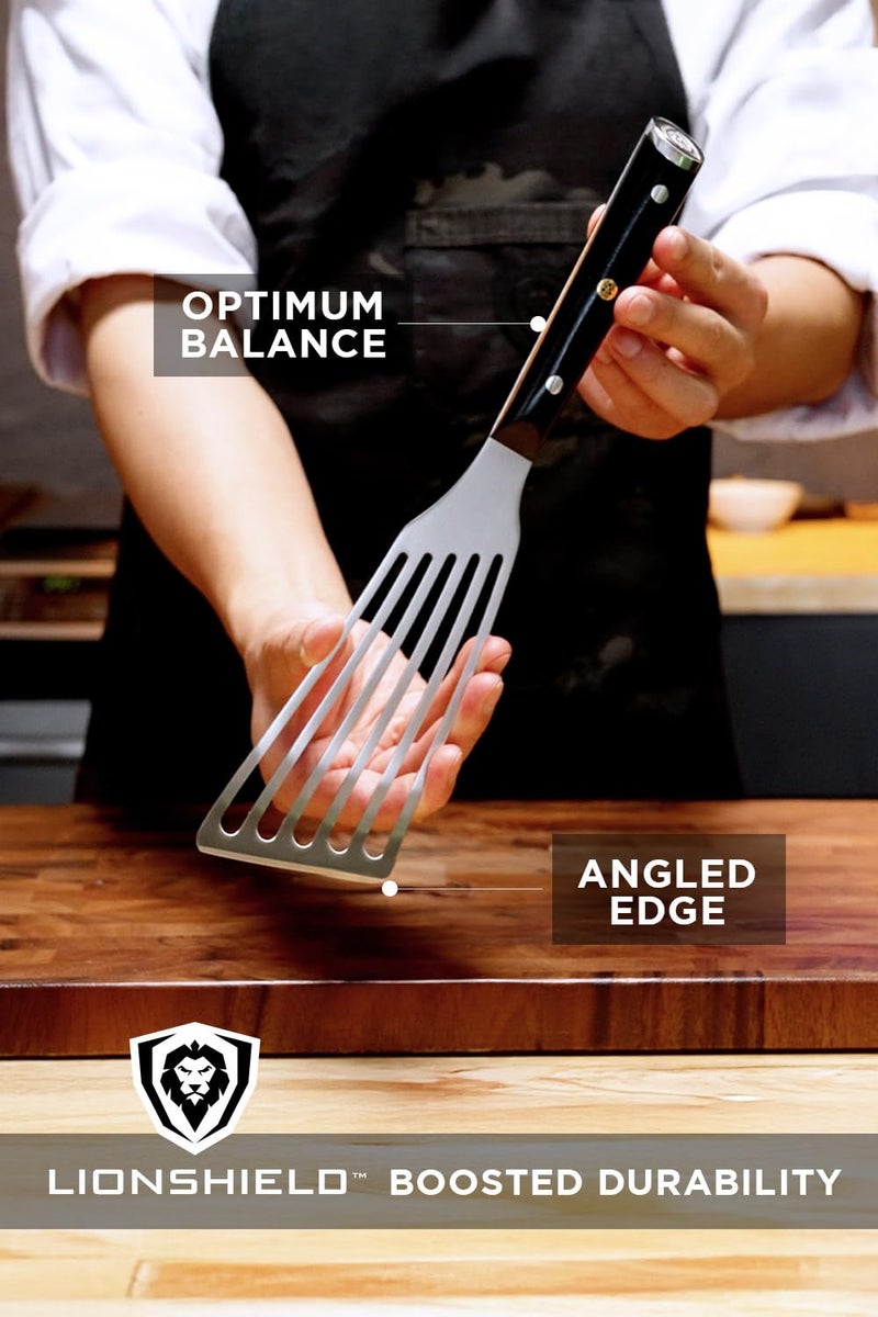 Dalstrong Professional Kitchen Fish Spatula - 7.5 inch - Slotted - High-Carbon, Heat-Resistant Spatula Stainless Steel - Flexible - Wide - Turner - Nonstick Cookware - G10 Handle - Image 5