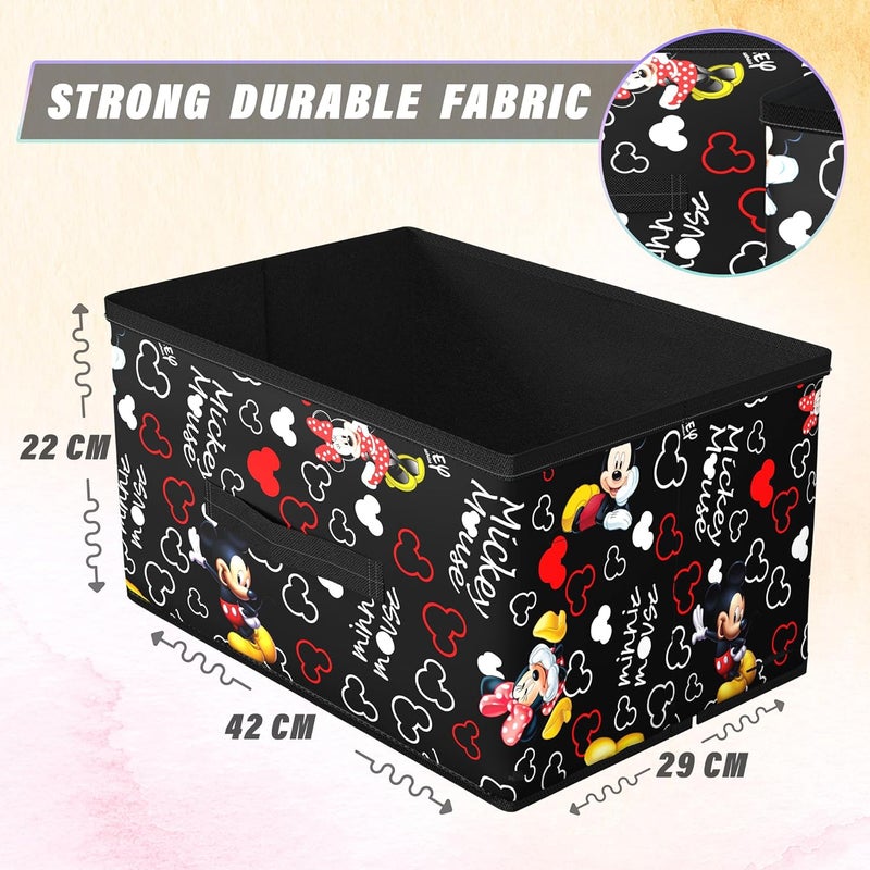 Kuber Industries Kuber Industries Disney Mickey Print Foldable Drawer Storage UnitNon Woven Storage Box For ClothesStorage Organizer for Toys Books Baby Clothes Black - Image 3