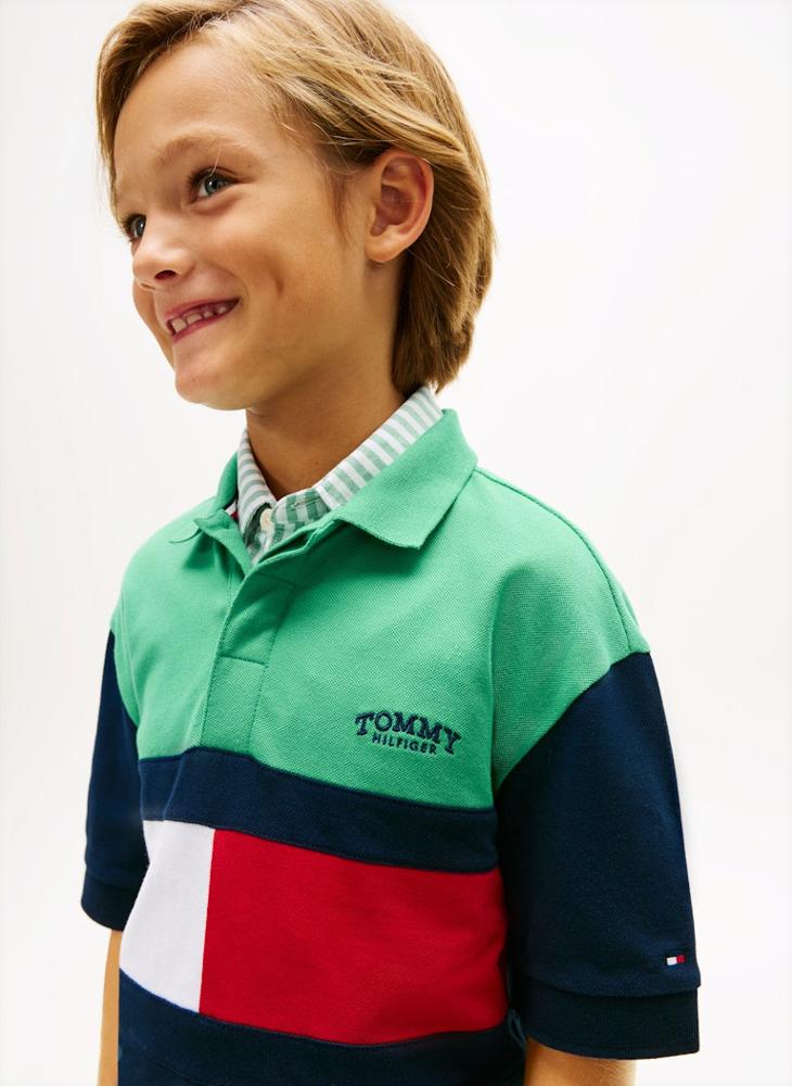 TOMMY HILFIGER Colour-Blocked Pique Polo Shirt - Image 3