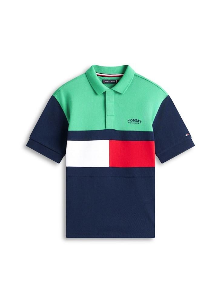 TOMMY HILFIGER Colour-Blocked Pique Polo Shirt - Image 5