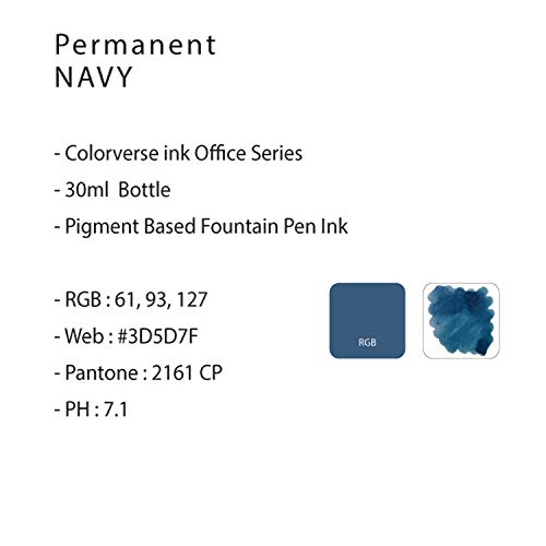 Colorverse Navy Blue | Permanent | Fountain Pen Ink Bottle |30ml | Dye Based | Office Series - Image 2