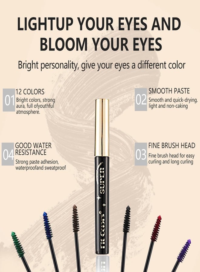 Joyeee Colored Mascara Set, 12 Colors - Waterproof & Smudgeproof Longlasting Mascara for Eyelashes, Cruelty Free Vegan Eye Makeup - Image 2