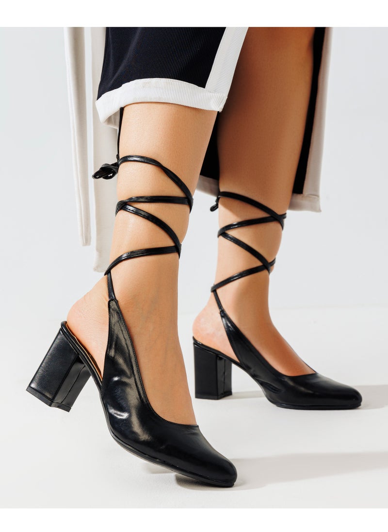 LIFESTYLISH SN Leather Heel Bow - Black 