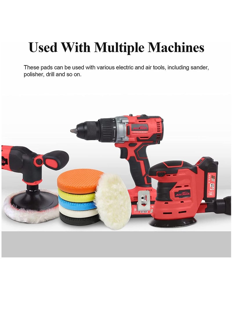 Zikra وسادات تلميع، 6 قطع 6 بوصات 165 مم للوجه لقرص دعم 6 بوصات، مجموعة وسادات تلميع وقص لآلة تلميع السيارات، التلميع والشمع - Image 2