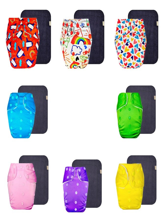 Dumbledo Premium Cloth Diaper with Gray Insert (Pack of 8) | Snug Fit | Breathable | Travel Friendly | Worry-Free Diapering | 3 Months - 3 Years | Unisex Baby - Image 1