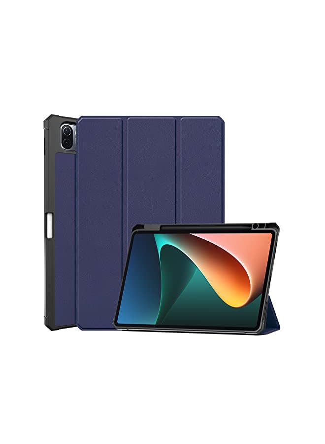PROMASS For Xiaomi Mi Pad 5/Mipad 5 Pro 11 Inch 5G 2021 Slim Tri-Fold Stand Smart Case,Multi- Viewing Angles Stand Hard Shell Folio Case Cover Auto Sleep/Wake Tablet Case Cover (Dark Blue) - Image 2
