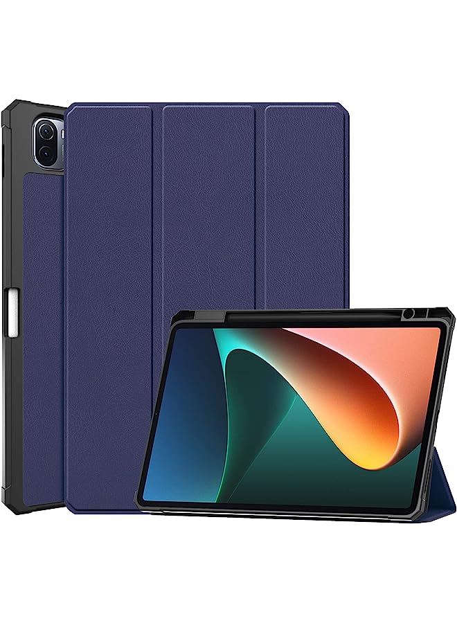 PROMASS For Xiaomi Mi Pad 5/Mipad 5 Pro 11 Inch 5G 2021 Slim Tri-Fold Stand Smart Case,Multi- Viewing Angles Stand Hard Shell Folio Case Cover Auto Sleep/Wake Tablet Case Cover (Dark Blue) - Image 1