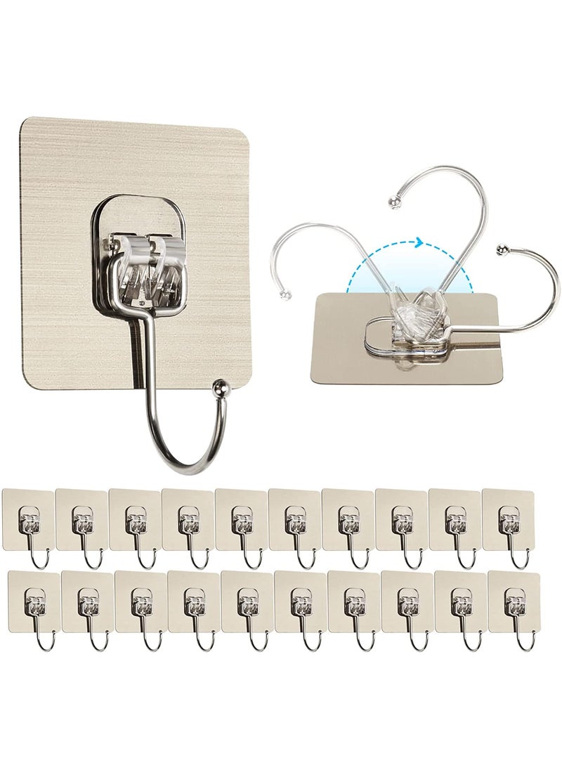 MeSwan MeSwan Adhesive Hooks Kitchen Wall Hooks Heavy Duty 132lbMax Nail Free Sticky Hangers with Stainless Hooks Reusable Utility Towel Bath Ceiling Hooks Big Hook 10 Pcs  - Image 1